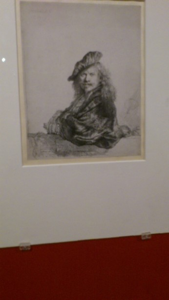 An etching of himself